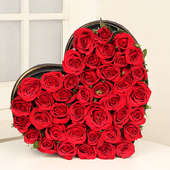 Heart shape bouquet of 35 red roses - Second gift of Cuteness Redefined
